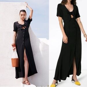 STAUD Maya Front Tie Maxi Dress Black Size 2